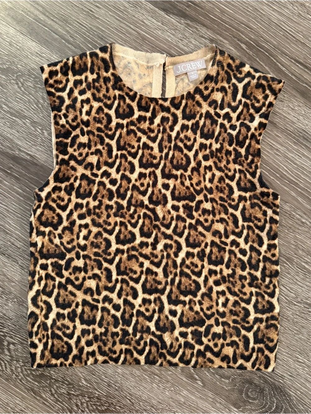 J. Crew Featherweight cashmere-blend sweater shell in leopard print